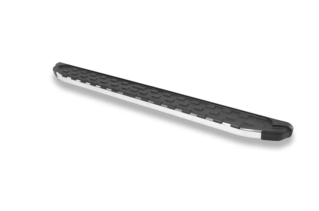 50057418 – ROMIK USA Running Board, Polished Aluminum Unlighted 300 Pound Capacity With Black End Caps/ Mounting Brac...
